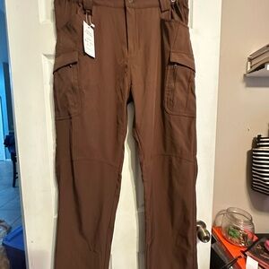 Brown Straight Leg Pants with Durable Fabric